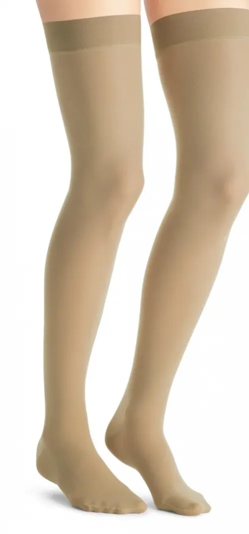 Kompresní stehenní punč. JOBST Ultra Sheer - V—Běžná délka, tělová barva, se špicí