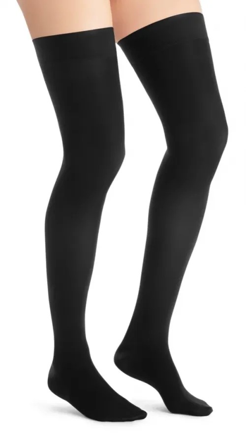 Kompresní stehenní punč. JOBST Ultra Sheer - IV—Běžná délka, černá barva, se špicí