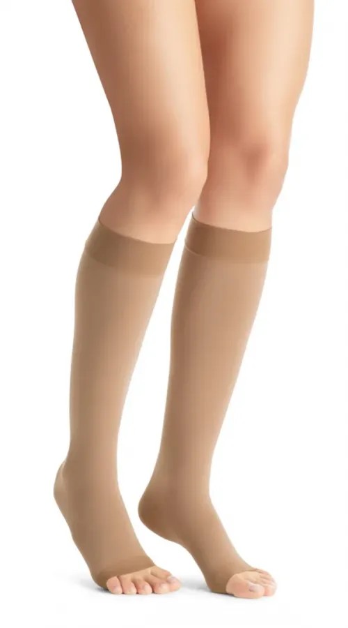 Kompresní lýtkové punčochy JOBST Opaque - II—Kratší délka, karamelová barva, bez špice