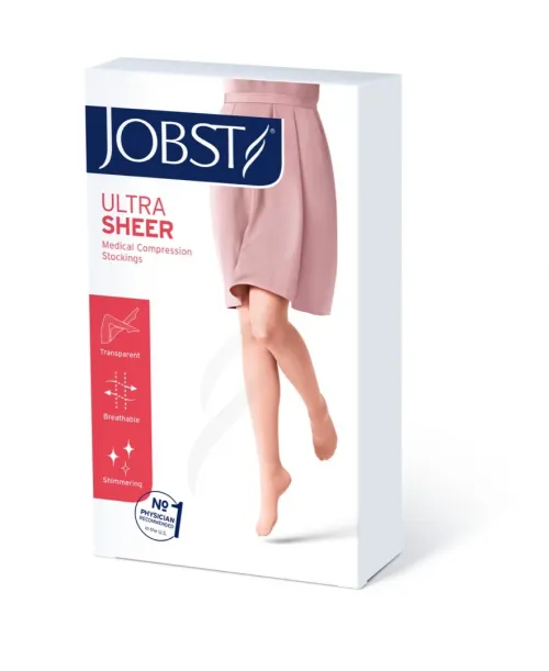 Kompresní stehenní punč. JOBST Ultra Sheer - II—Kratší délka, karamelová barva, bez špice