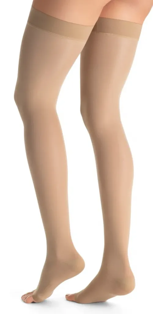 Kompresní stehenní punč. JOBST Ultra Sheer - V—Kratší délka, karamelová barva, bez špice