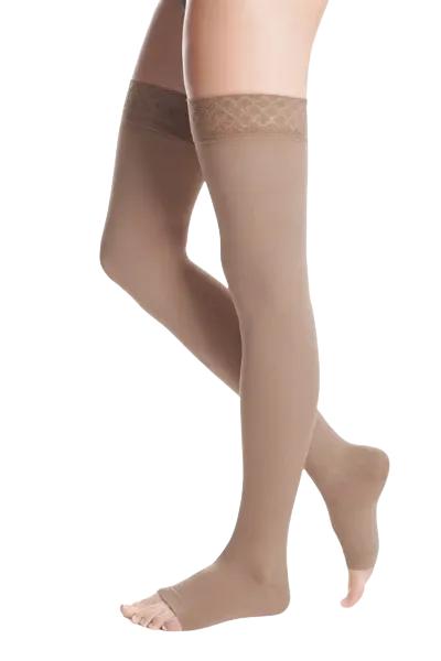Polostehenní punčochy s krajkou MAXIS MICRO(II.KT)—Velikost 6, barva bronz, délka krátká, bez špice