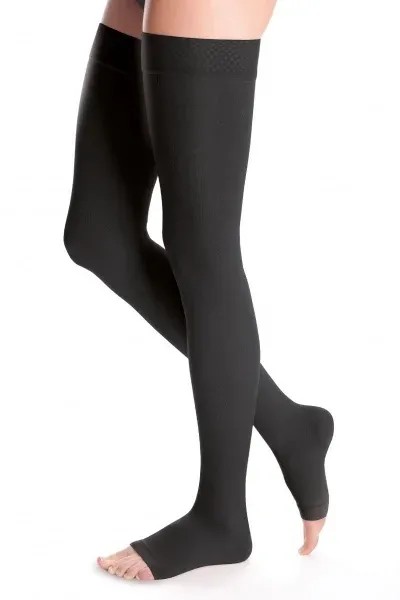 Stehenní punčochy s lemem MAXIS MICRO (II.KT)—Velikost 8, barva černá, délka normal, bez špice
