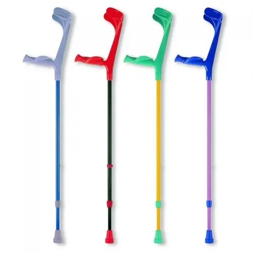 Francouzská berle 222 KL-ASC - Levá - 1ks—Černá opěrka, modrá trubka, nastavitelná výška, vyměkčené držadlo