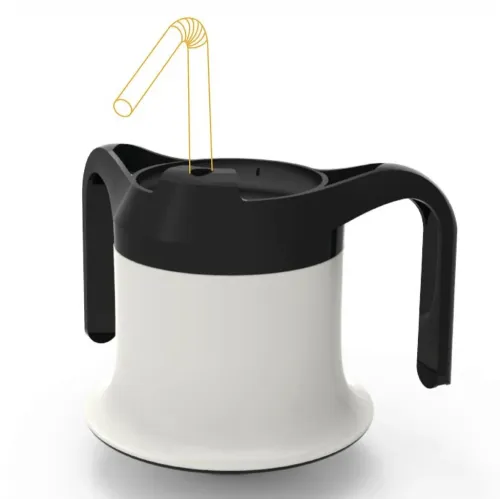 Ergonomický hrnek s pítkem HA 4267—Červená barva