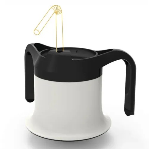 Ergonomický hrnek s pítkem HA 4267—Bílá barva